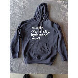 Amazon Seattle Crystal City Hyderabad Employee Hoodie Black Mens Large L